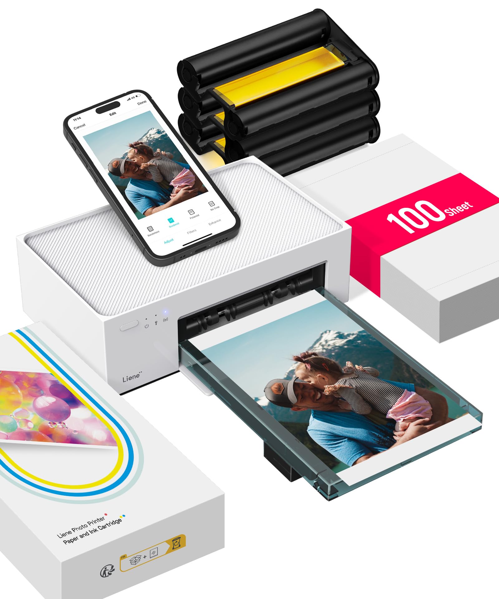 Mua 4x6'' Photo Printer, Phone Printer 100 Sheets & 3 Cartridges, Full