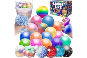HHOBBY STARS 22 Pack Large Fidgets Stress Balls for Kids Adults, Squishies Ball Toys Pack, Stress Relief Sensory Stress Ball for Autism, ADD, ADHD, Squishy Toys for 3 4 5 6 7 8 9 10 Boys Girls Gifts