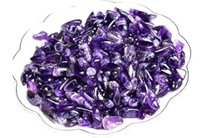 ERLIWAY Natural Amethyst Tumbled Chips Crushed Crystal Stone, 7-9mm Polished Healing Crystal Chips Healing Reiki Crystal Jewelry Making Home Decoration