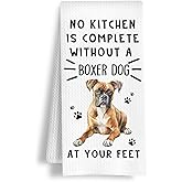 HSIASHENG Funny Boxer Dog Hand Towels for Kitchen Home Bathroom Decor, A Kitchen is Not Complete Without A Boxer Dish Towel, Dog Lovers Gift, 16×24 Inch
