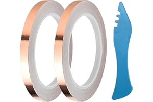YEZHET 1/4 Inch Silver Backed Copper Foil Tape 2Rolls for Stained Glass,36 Yards