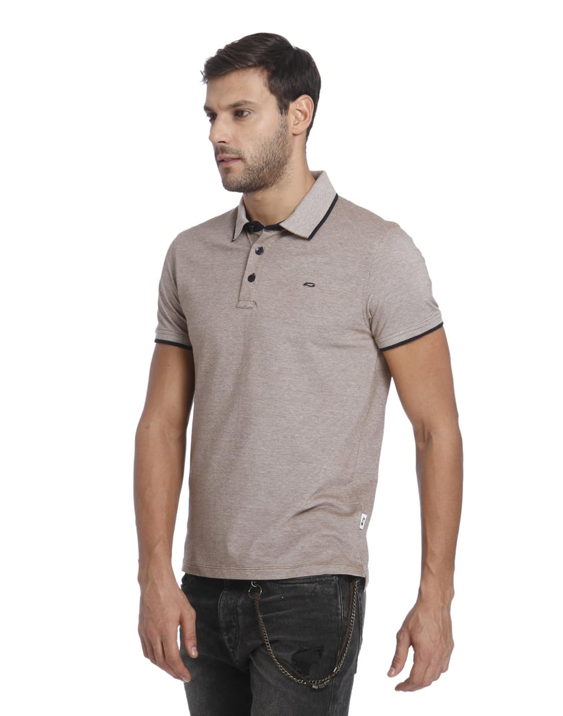 jack & jones men's quilted slim fit cotton polo