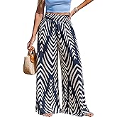 CUPSHE Womens Wide Leg Pants Elastic High Waisted Beach Trousers Cotton Linen Summer Palazzo