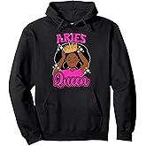 Aries Queen Black Aries Zodiac Sign Aries Astrology Pullover Hoodie