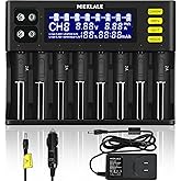18650 Battery Charger, MIEKLALE 8+2 Bays Smart Universal Battery Charger with LCD Display for Rechargeable Batteries Li-ion LiFePO4 RCR123 16340 26650 10440 14500 & 9V, NiMH NiCd AAA AA(8+2Slots)