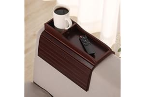 GEHE Couch Cup Holder, Anti Falling Couch Drink Holder, Natural Bamboo Sofa Cup Holder Armrest Tray, More Safe for You Family, Portable Couch Arm Tray Table for Remote/Snacks/Cellphone/Drinks/Cup