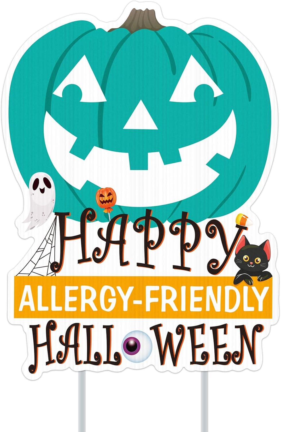 Yard Signs - WhatSign Halloween Yard Signs Outdoor Decorations Teal Pumpkin Happy Allergy Friendly Halloween Treats Sign Trick or Treat Halloween Yard Signs with Stakes Outside Halloween Party Decorations for Yard