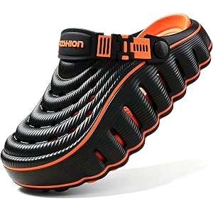 INKUIL Men's Women's Sporty EVA Clogs, Lightweight Garden Shoes with Embedded Massage Insole, Non-Slip Adjustable Strap Water