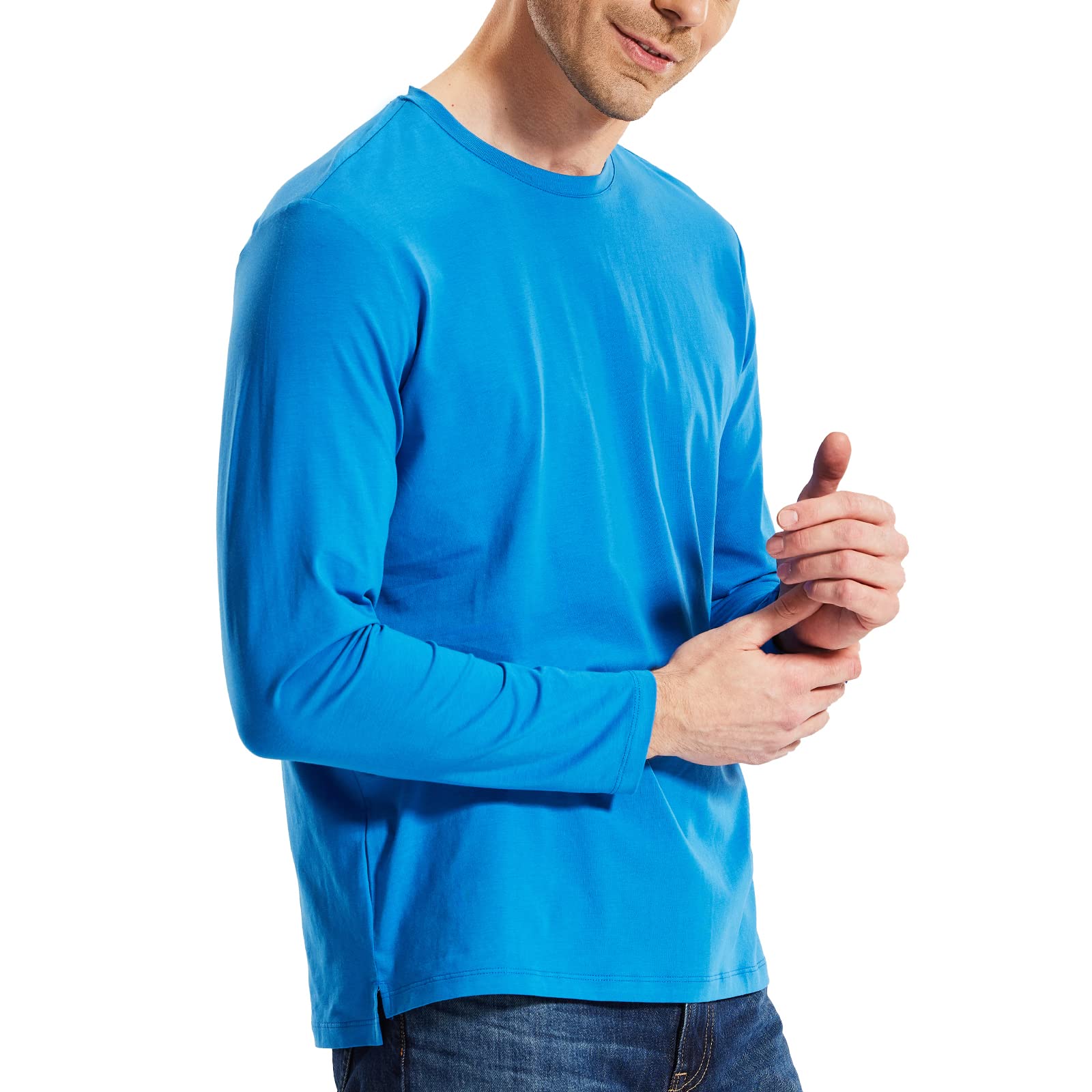 MIER Men Long Sleeve Soft Shirts Comfy Cotton T