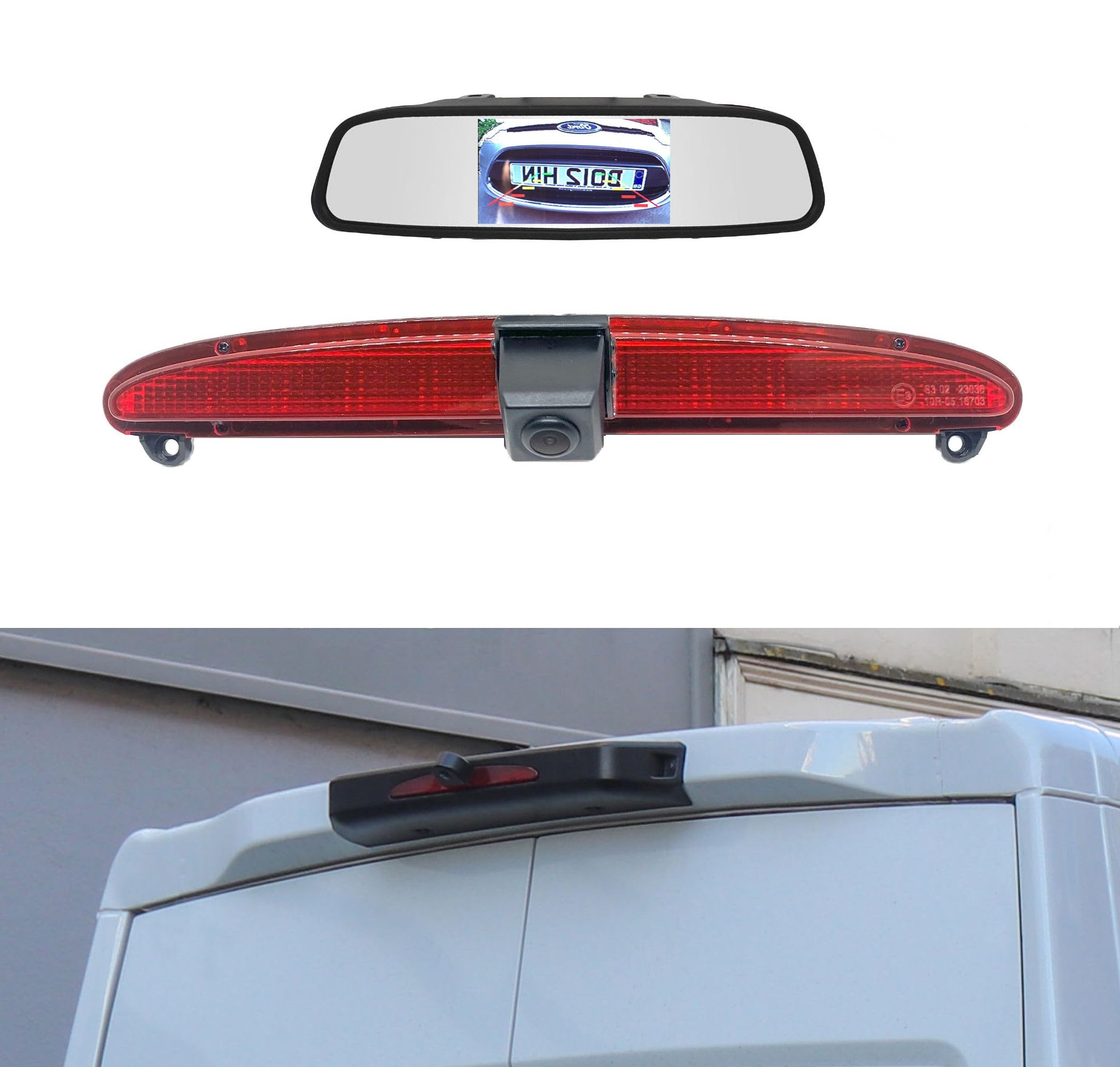 Dolphin Automotive Reversing Camera/Rear Brake Light High Level Parking Camera For IVECO Daily Van 3rd Generation 2014 Onwards (Camera With 4.3" Mirror Monitor)