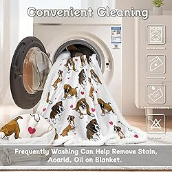 BlessLiving Red Hearts Dog Cat Print Plush Blanket