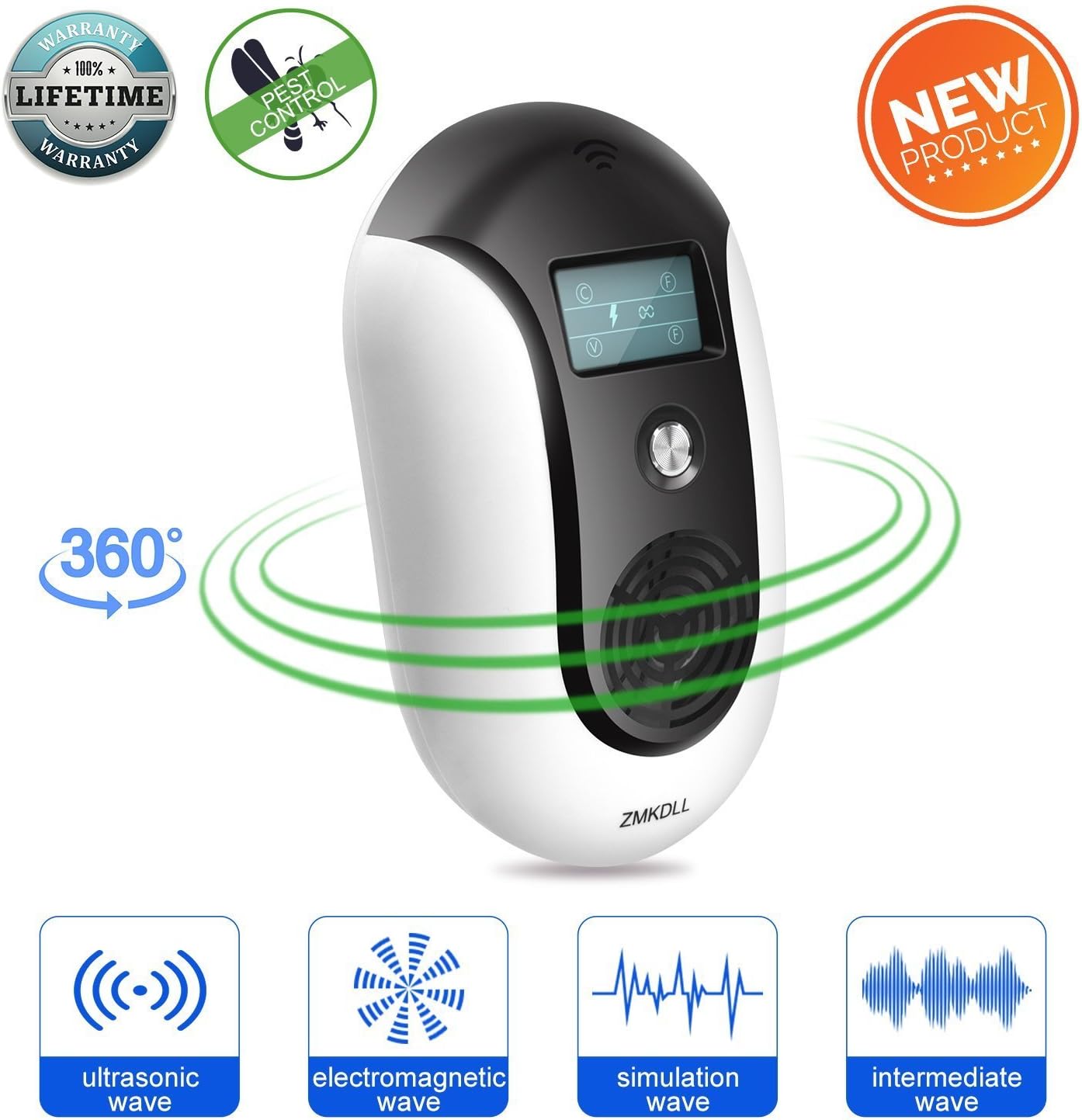 ZMKDLL Pest Repellent Ultrasound Ultrasonic Pest Repeller Electronic Control Smart Bug Repeller Plug Squirrel Repellent to Repel and Prevent Mouse,Ant,Mosquito,Spider,Rodent,Roach,Rats,Flea,Insect