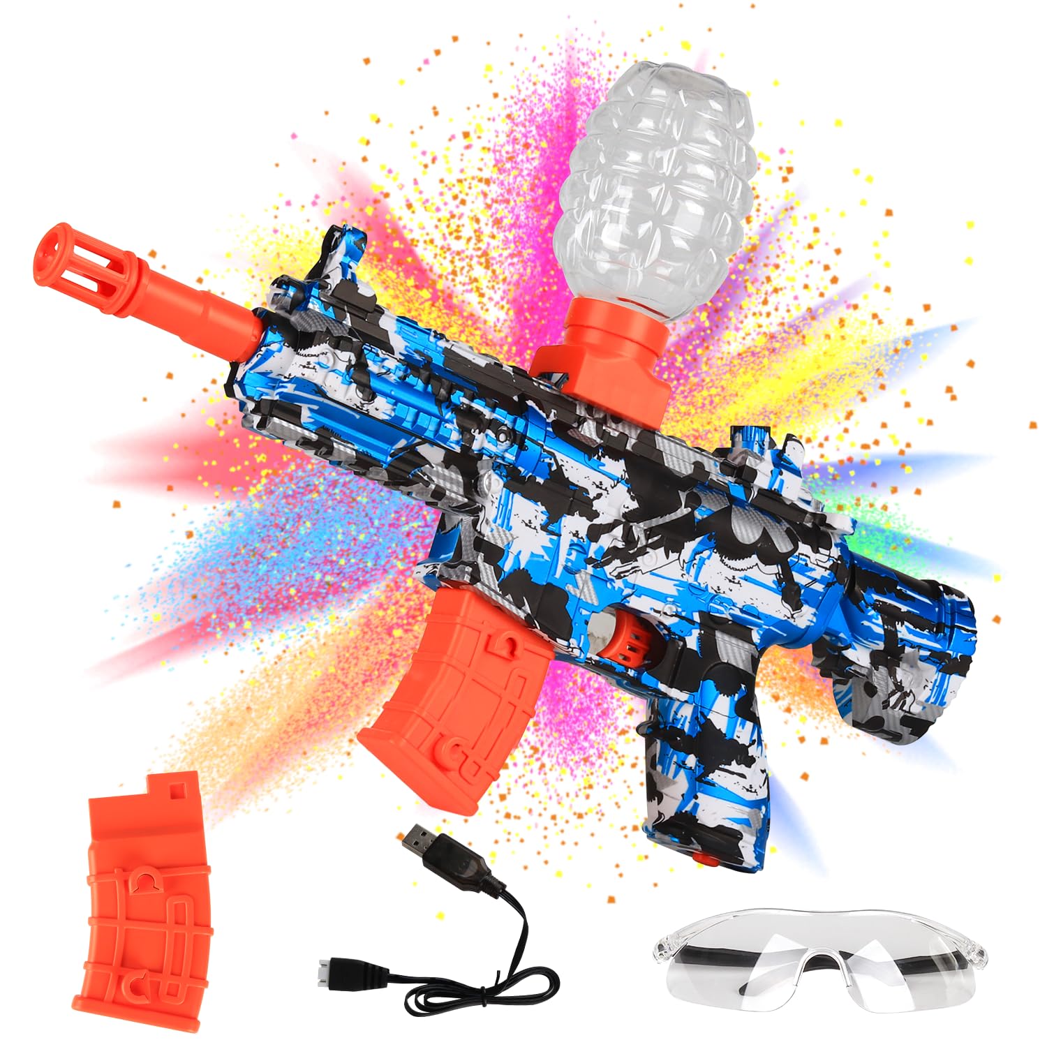 Electric Gel Ball Blaster, Splatter Ball Blaster Automatic with 50000 Rounds and Goggles, Gel Blaster Toy Outdoor Yard Activities Shooting Team Game for Ages 14+