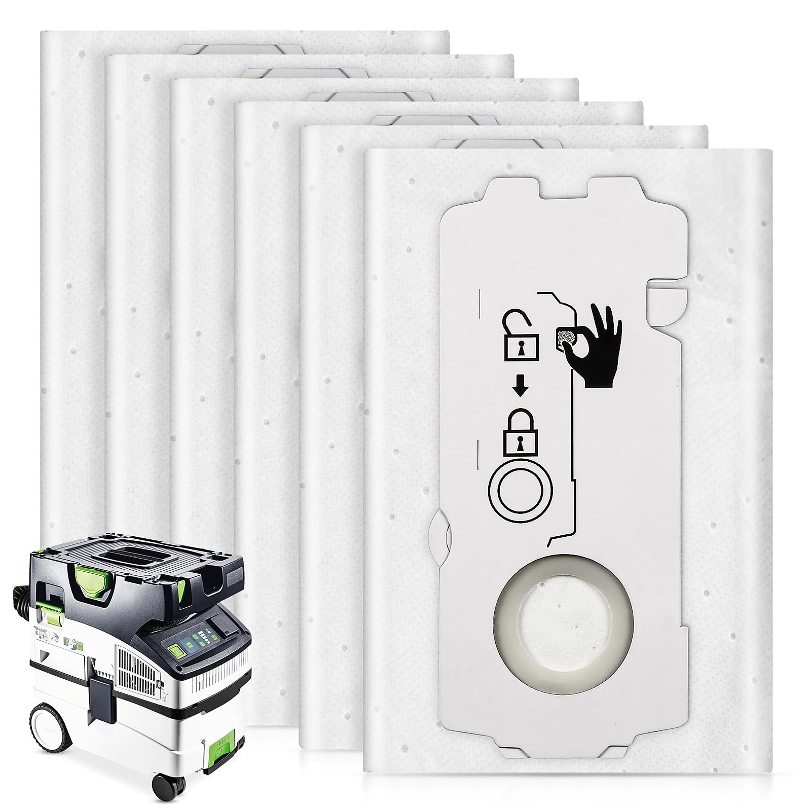 Photo 1 of 6 Pack 204308 CT Mini/Midi -2/5 Filter Bags Compatible with Festool CT MINI, CT MINI I, CT MIDI and CT MIDI I from 2019 Onwards, CTC MINI/MIDI and CT 15