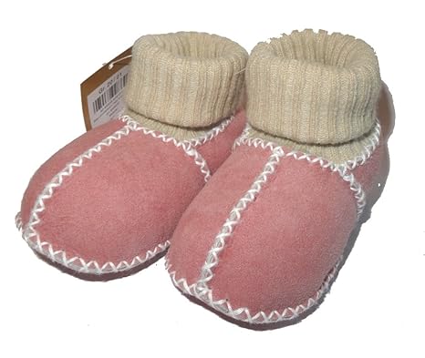 Baby-Lammfellschuhe mit Strickbündchen, rose (20/21)