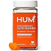 HUM Hyaluronic Glow Hydrating Skin Care Supplement, with Low Molecular Hyaluronic Acid, Vitamin C from Amla Fruit, and Vitamin E, Antioxidant Support for Skin Hydration, Tangerine, 60 Vegan Gummies