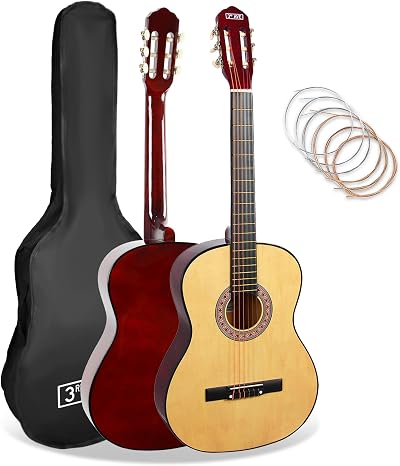 3rd Avenue 3/4 Size Classical Guitar Kids Natural with Nylon Strings Beginner
