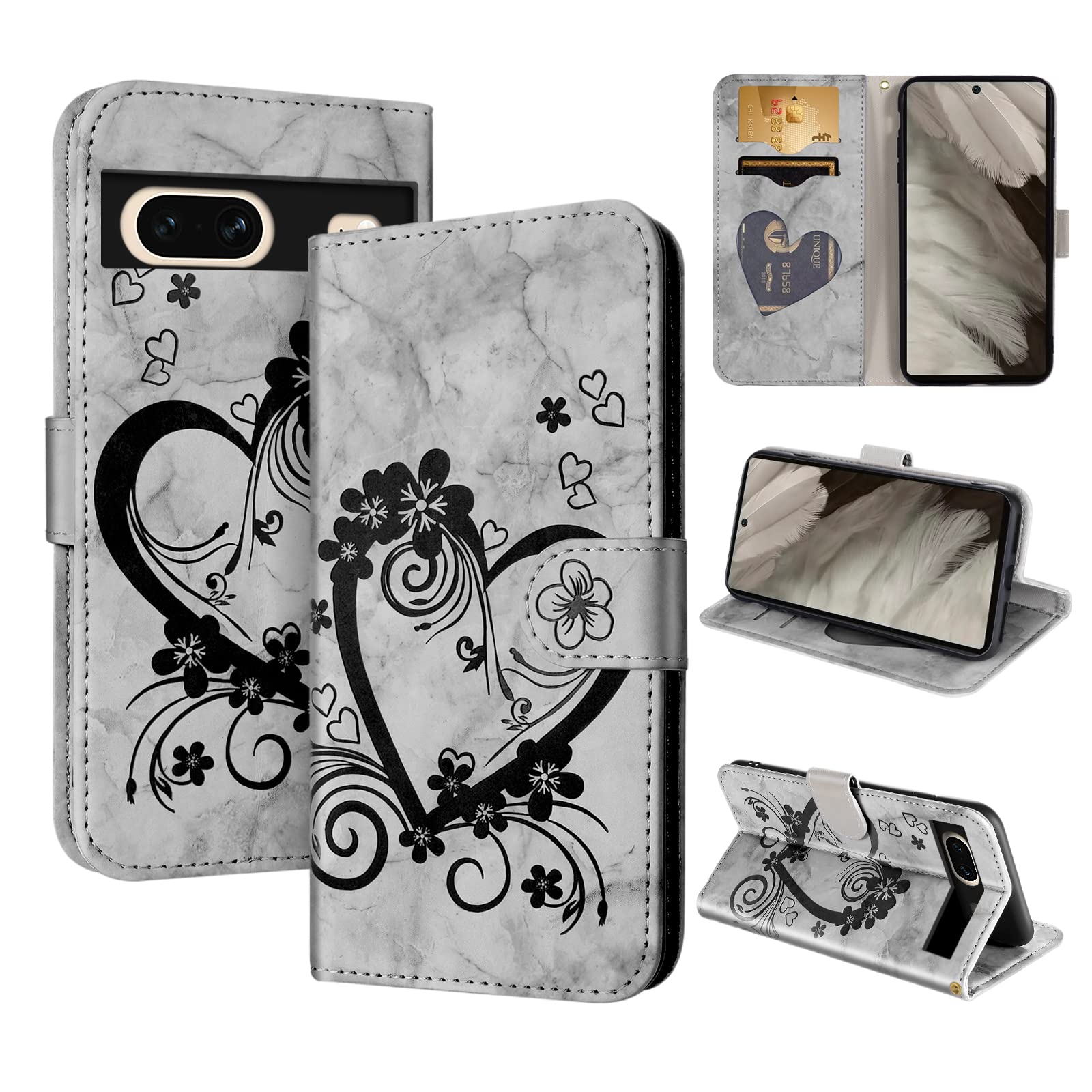 CASAFUNY Case for Google Pixel 7a, Premium Leather Wallet Case Magnetic Flip Phone Case ShockLiteof Cover with Card Holder Kickstand for Google Pixel 7a, Black — image 1