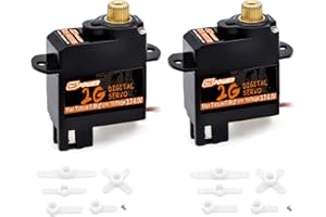 DSPOWER 2PCS 2G Micro Servo,Digital Servo Mini Servo,Metal Gear Coreless Motor for Airplanes Fixed-Wing Helicopter Boat Plane Robot Model Toy Aircraft (JST1.0)
