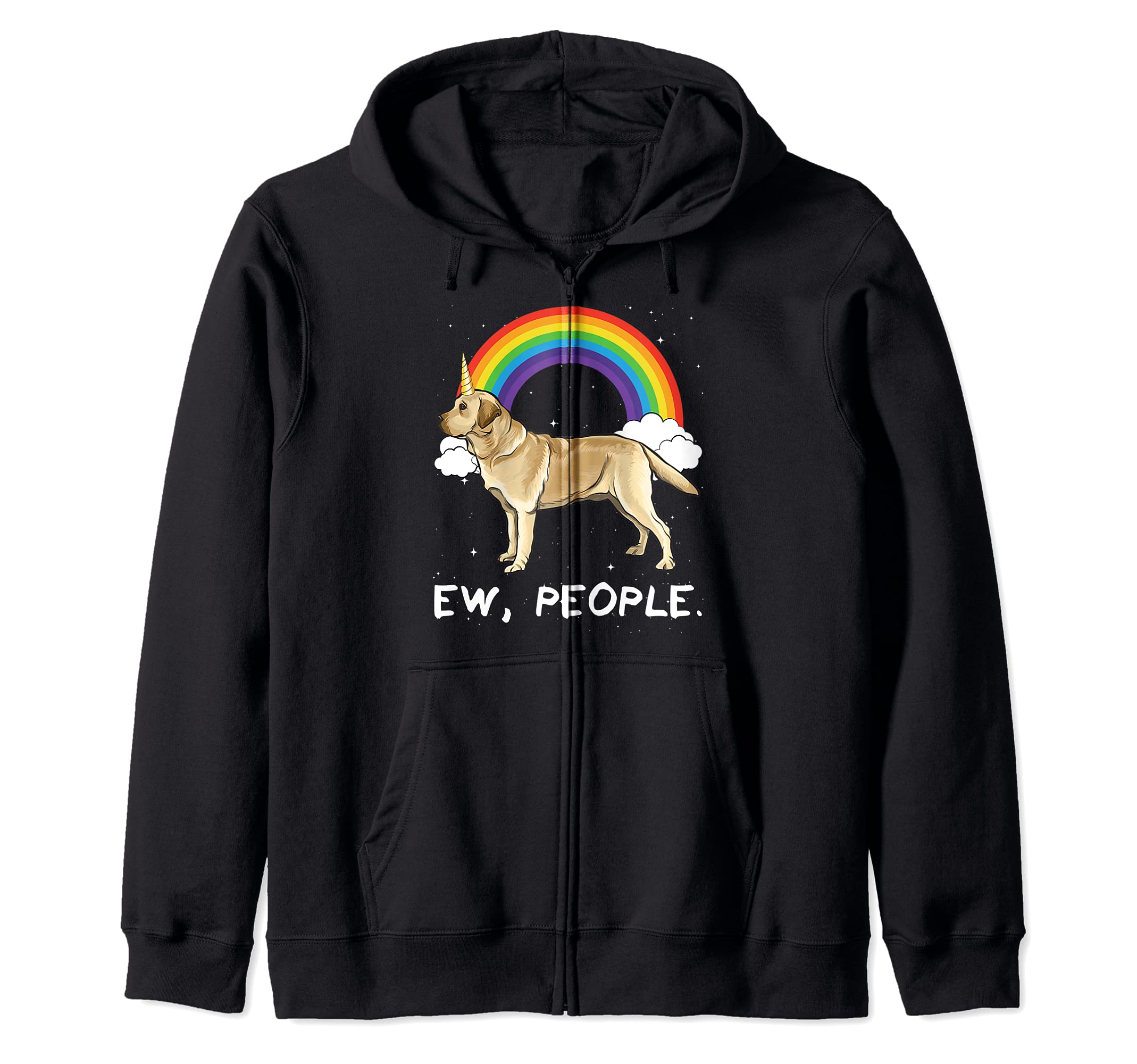 Rainbow Yellow Labrador Retriever Ew People Unicorn Dog Zip Hoodie