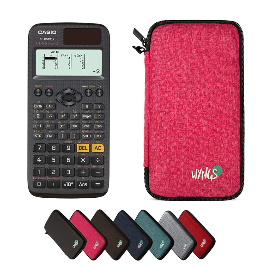 Casio fx-85DE X including a WYNGS protective case in Pink - Basic Set (German)