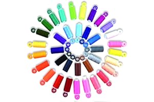 Renashed 72Pcs Bobbins Sewing Threads Kit, 36 Colors Spools 360Yards per Polyester Thread, 36 Colors Prewound Bobbin with Cas
