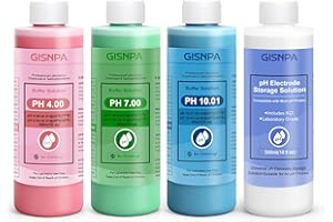 GISNPA pH Calibration Solution and pH Buffer Calibration Solution Kit (4.00, 7.00, 10.01) with Storage Fluid, 500mL Bottles for pH Meters, Pool, Hydroponics & Home Use