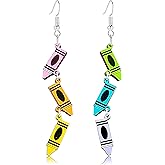 ONLYJUMP Crayon Pencil Teachers Earrings for Women Lightweight Wooden Librarian Reading Teacher Earrings Handmade Funny Wooden Pencil Book Dangle Earrings