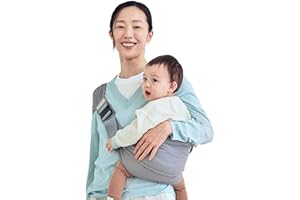 Konny Baby Carrier Hip Seat, Dual Support IHDI Certified with Two Safety Pads, Adjustable Wraps Sling Wearable One Size Fits All, Baby Essentials for 6 to 48 Months up to 44 lbs -Blue Grey