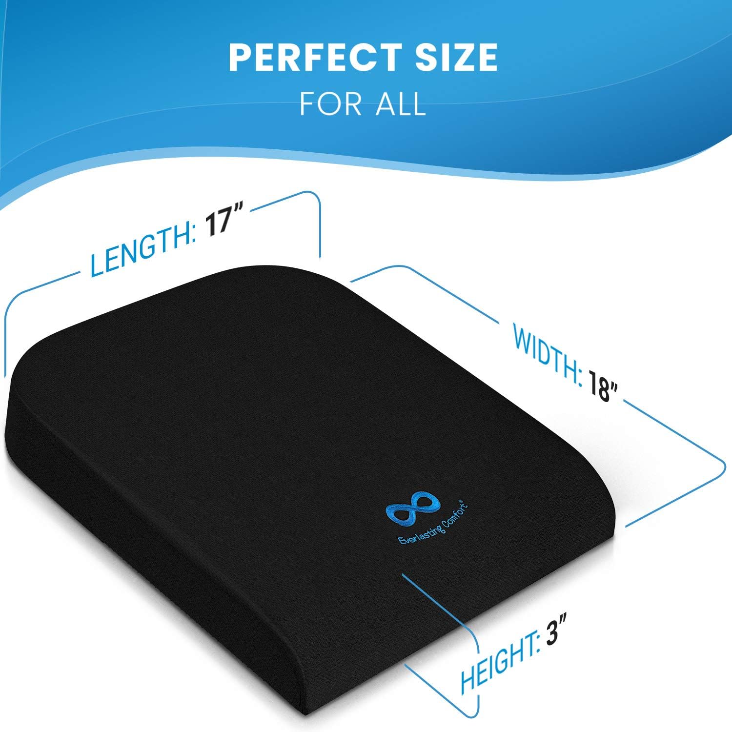 Everlasting Comfort Pure Memory Foam Wheelchair Seat Cushion - Gel Infused and Ventilated - Designed for Hip and Tailbone Pain - Fits Office Chairs - Sciatica and Back Pain Relief: Home & Kitchen