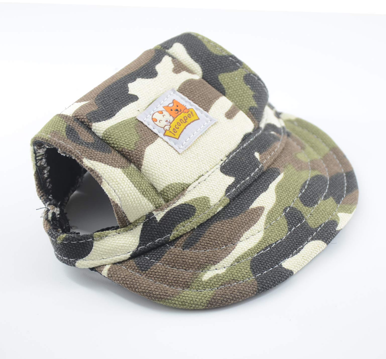 leconpet Baseball Caps hats with Neck Strap Adjustable comfortable Ear Holes for small Medium and Large Dogs in Outdoor Sun Protection (M, Camouflage)