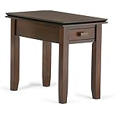 SIMPLIHOME Artisan SOLID WOOD 14 inch Wide Rectangle Transitional Narrow End Side Table in Russet Brown for the Living Room a