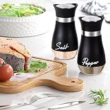 UDQYQ Salt and Pepper Shaker Set, Glass Bottle, Stainless Steel, Black view 2