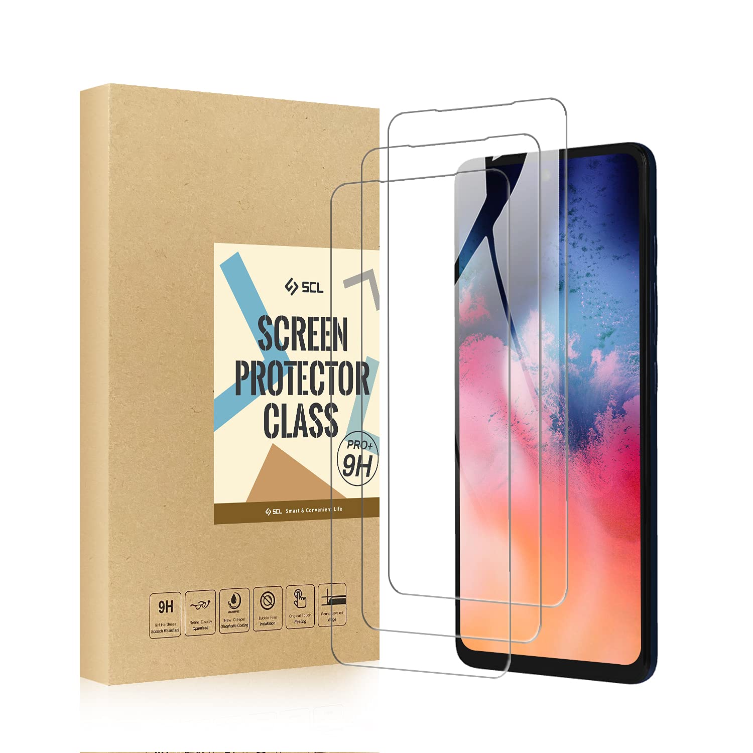 SCL Screen Protector Compatible with Moto G60S Screen Protector Motorola G60S Tempered Glass Film [3-Pack], Anti-Scratch, Less-Fingerprint, Case Friendly, 9H