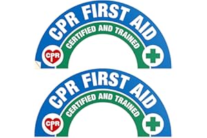 CPR First Aid Certified and Trained Hard Hat Sticker, (2 Pack) 2.25 x 4.5 Inches, Construction Hat Decal, Made in USA by Sigo