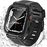 Goton 3 in 1 Waterproof Case with Band Compatible for Apple Watch | 44mm 40mm 46mm 42mm 45mm 41mm 49mm with Screen Protector