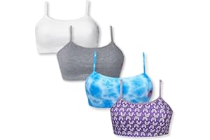 DChica Girls Training Bra, Cotton Comfort Stretch Cropped Cami Training Bras Pack for Teens Pack of 4