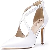 IDIFU IN4 Women's Pumps Closed Toe Stiletto Heels Strappy Wedding Bridal Office Homecoming Work Prom Dress Shoes Bride Comfortable Dressy Formal Pointed Toe Zip