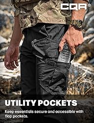 CQR Men's Tactical Pants, Water Resistant Ripstop