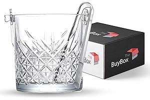 the mask el turko Glass Ice Bucket with Handle and Tongs, Glass Bucket Set, Buckets for Rakı, Whisky, BBQs, Parties, Bars, Cl