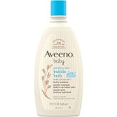 Aveeno Baby Sensitive Skin Bubble Bath with Oat Extract, 19.2 fl oz | Gently Cleanse &amp; Leaves Skin Feeling Hydrated, Tear-Free Formula, Hypoallergenic, No Added Parabens, Phthalates, Soaps &amp; Dyes