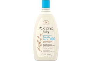 Aveeno Baby Sensitive Skin Bubble Bath with Oat Extract, Gently Cleanses and Leaves Skin Feeling Hydrated, Tear-Free Formula, Hypoallergenic, Paraben-, Phthalate-, Soap- & Dye-Free, 19.2 fl. Oz