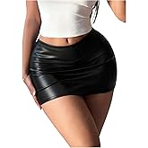 Milumia Women's Sexy Pu Leather Mini Skirt Skort Low Waisted Bodycon Party Club Micro Skirts with Shorts