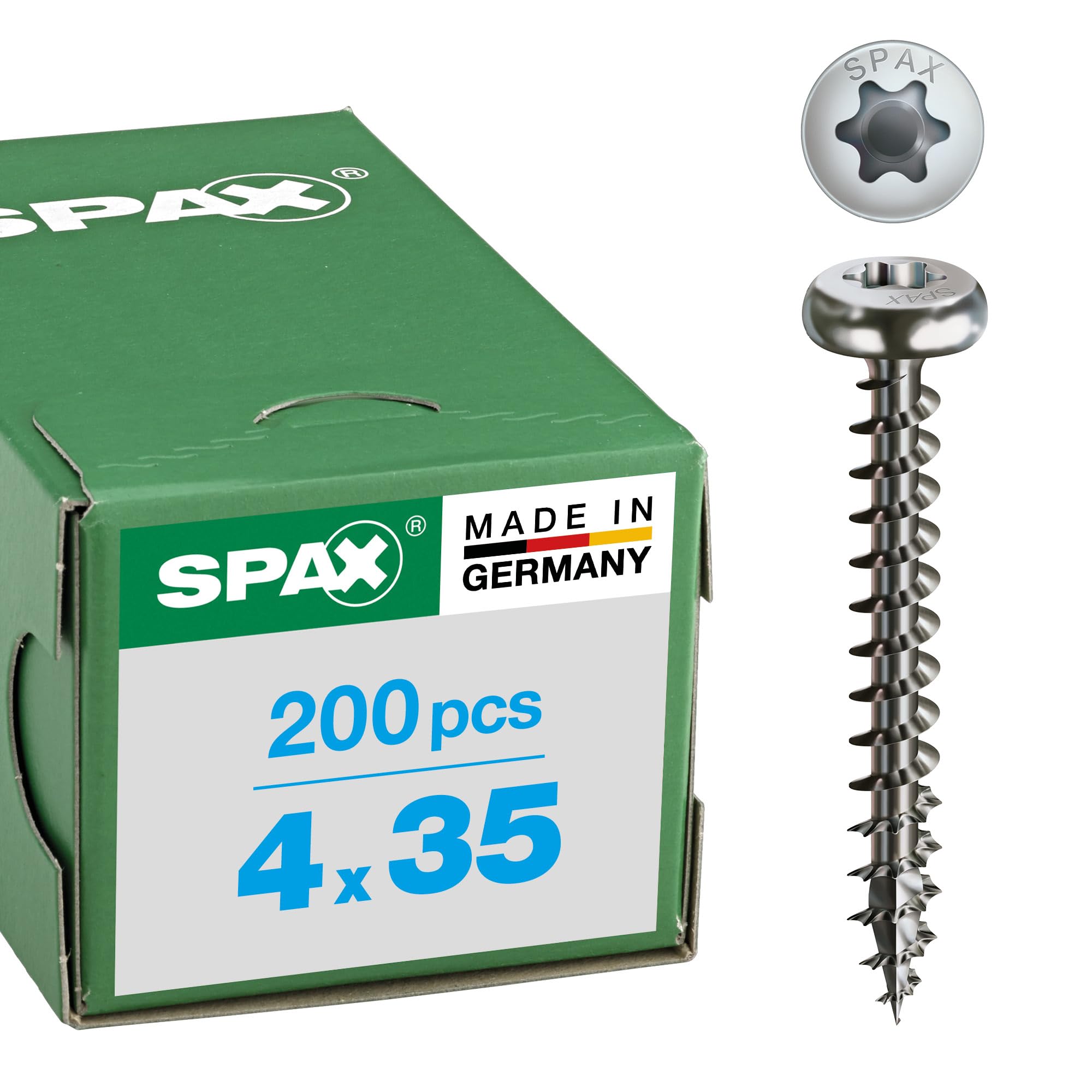 Spax T-Star Plus, 4Cut Panhead – Universal Screw, Fully Threaded, Stainless Steel A2, 1.4567 – 0207000350203, 0207000400353