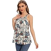 Rosyline Women Camisole with Built in Bra Summer Halter Tank Top Casual Loose Fit Shirts
