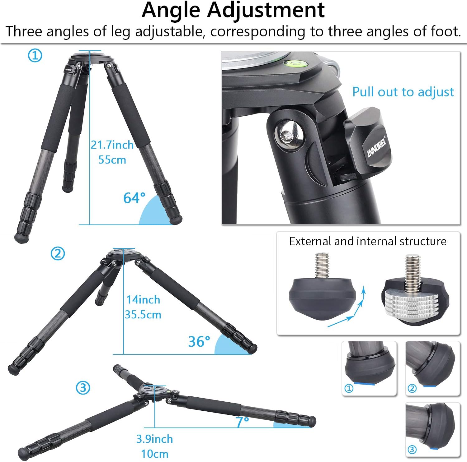Carbon Fiber Bowl Tripod, INNOREL RT-90C Heavy Duty Bowl Tripod with 75mm Bowl and Bowl Adapter, 40mm Leg Tube Ultra Stable Professional Camera Tripod Max Load 88 Pounds/40kg Camera Stand : Camera & Photo