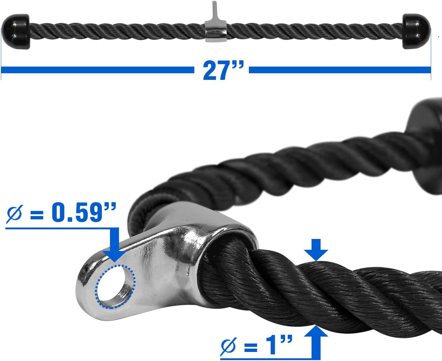Yes4All Tricep Rope - Exercise Machine Attachment Press Down - 27" Rope Length : Sports & Outdoors