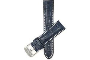 BANDINI Mens Leather Watch Band Strap - Alligator Pattern - XL or Regular Length - 22mm 20mm 18mm 24mm 26mm 28mm 30mm 32mm 34mm 36mm 38mm