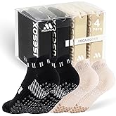 musesox 4 Pairs Non-Slip Pilates Socks for Women with grips,Grippy Ankle Socks for Yoga,Barre,Hospital,Gym,Dance
