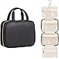 Vorspack Toiletry Bag with Hanging Hook Travel Cosmetic Bag PU Leather Makeup Organizer for Women and Men - Black